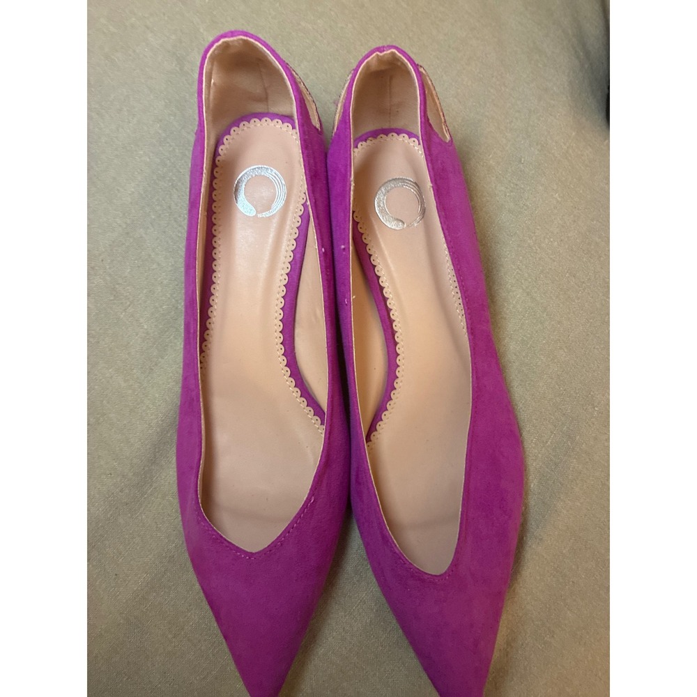 Journee Collection Purple Faux Suede Pointed Toe Kitten Heels Pumps Cutout Heel